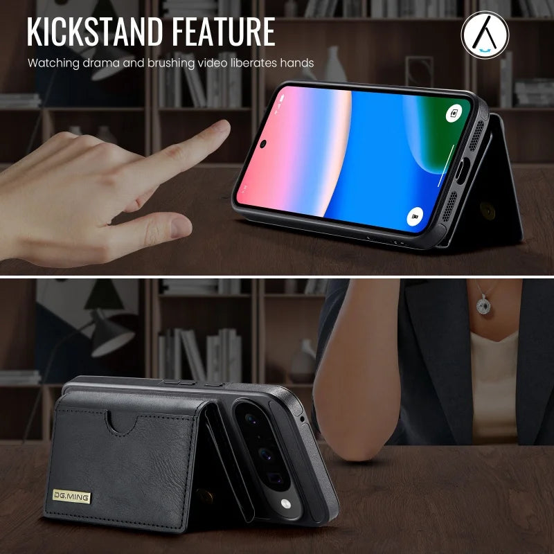 Dg.ming Magnetic Leather Wallet Phone Case For Google Pixel 10 Pro Xl Pro 9 8 2 In 1 Detachable Flip Card Funda Cover Coque Etui
