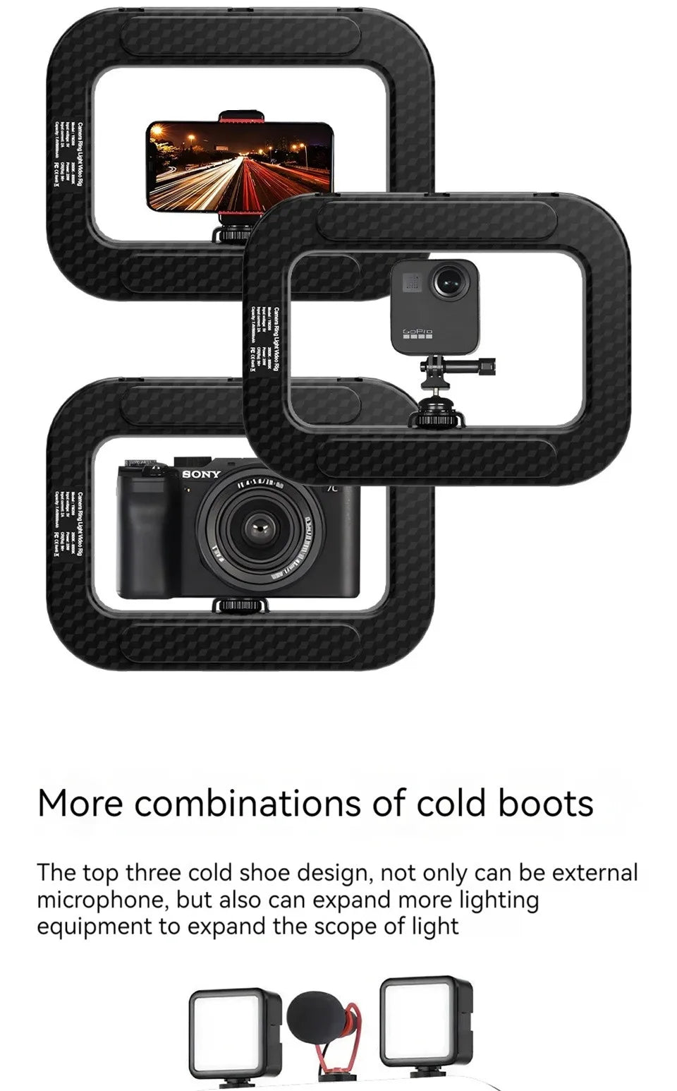 Roreta New Handheld Ring LED Rechargeable Fill Light Portable Mobile Phone Live Broadcast Selfie Photography with Phone Clip