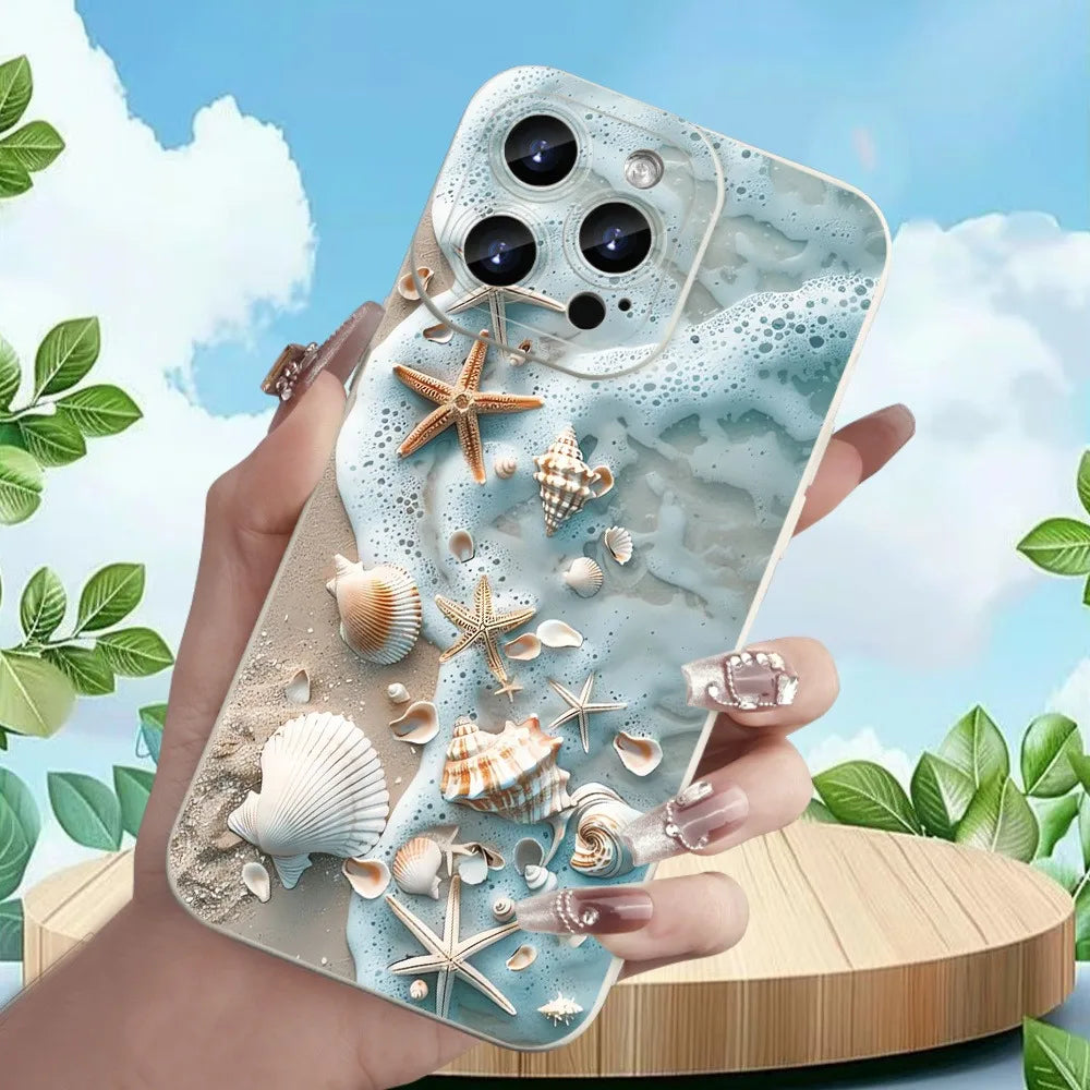 Summer Beach Shell Starfish Design Phone Case For Samsung Galaxy S26 S25 S24 Ultra S23 S22 Plus S21 S20 FE A15 A35 A54 A55 Cover