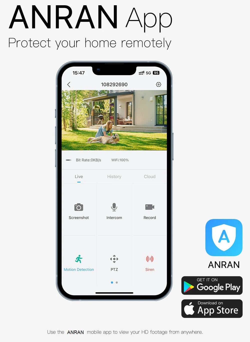 ANRAN 2K Rechargeable Battery Camera 2.4G WiFi Camera Wireless Home Surveillance Security Cameras PIR, IP65, Work with ANRAN App