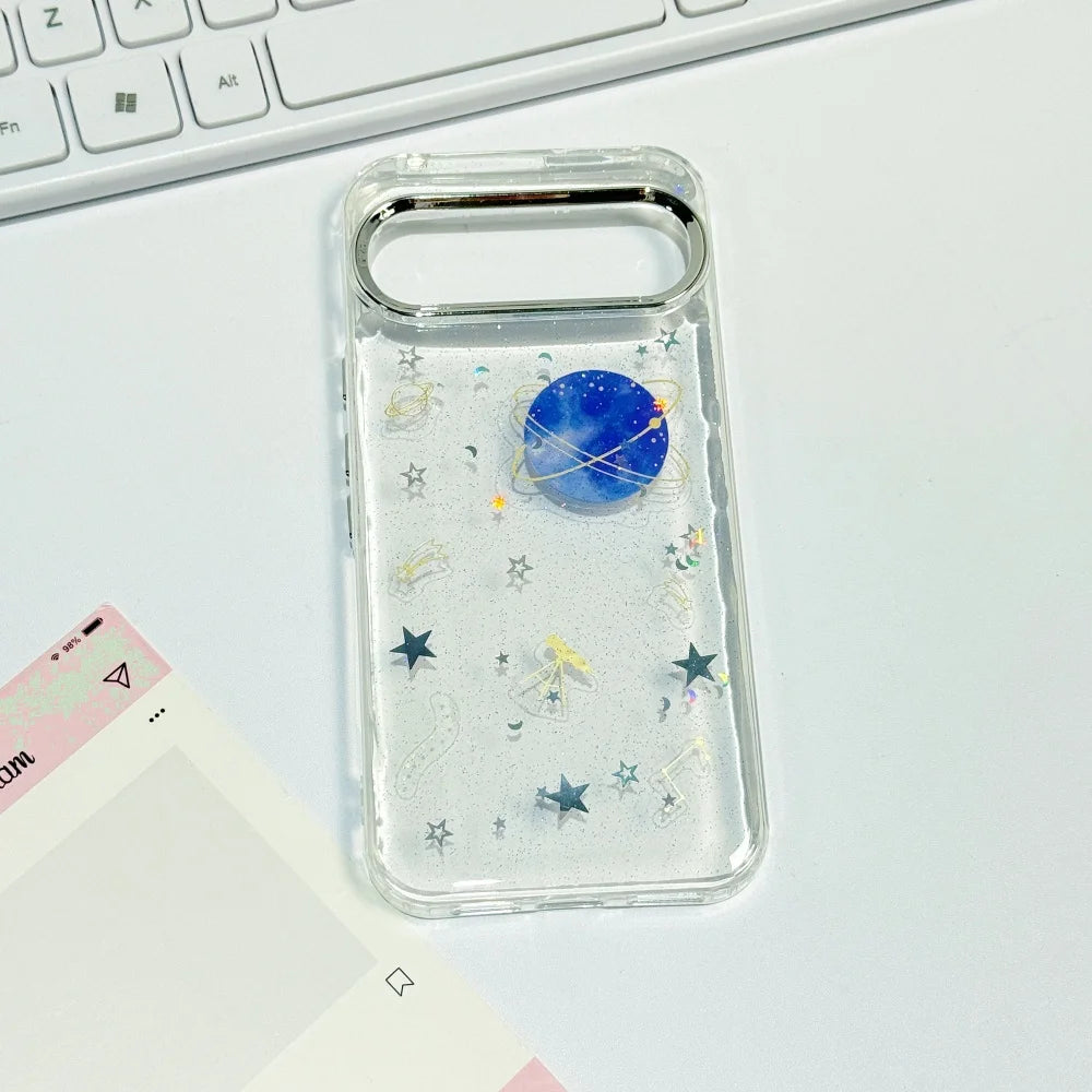 Glitter Star Planet TPU Cases For Google Pixel 10 Pro XL 9A 8A Pro Transparent PC Drop Glue Cover for Google Pixel 10 9 Pro XL