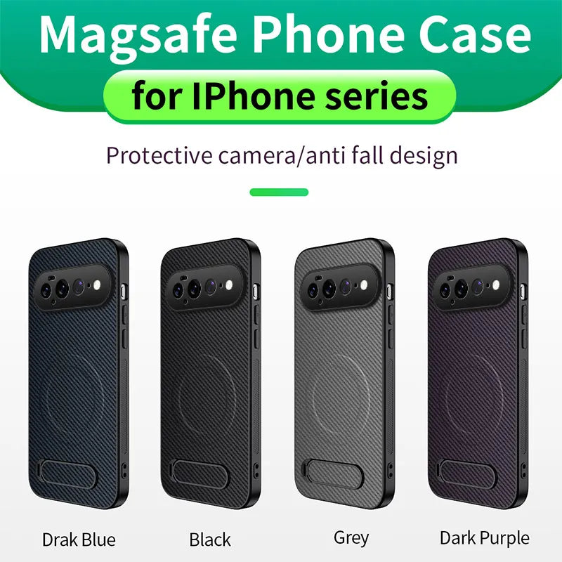 Carbon Fiber Leather Phone Case for Google Pixel 11 10 9 Pro XL 6A 7A 8A 9A 10A 7 8 Pro Magnetic Wireless Charging Bracket Cover