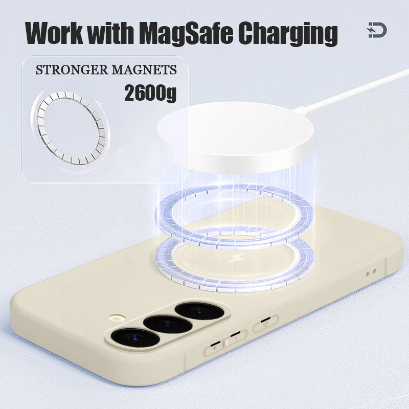 For Samsung Galaxy S26 S24 S23 S22 S21 S25 Ultra Plus S25 S24 S23 FE Case Luxury Magnetic For Magsafe Wireless Charge Soft Cover
