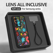 Romantic Garden Patterned Lanyard Phone Case For Samsung Galaxy S25 S24 FE S26 S24 S22 Ultra S23 Plus S25 Edge Soft Strap Cover