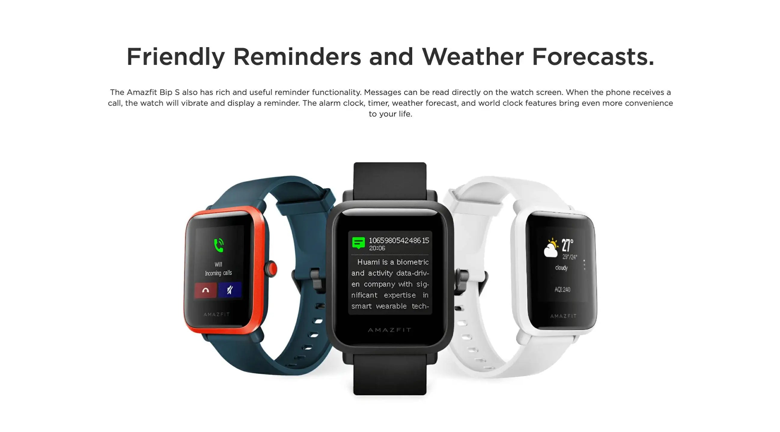 Amazfit SmartWatch Bip S GPS GLONASS 31g Feather-Light Body Bluetooth Heart Rate Measurement Sports Watch Used 90-95 New No Box