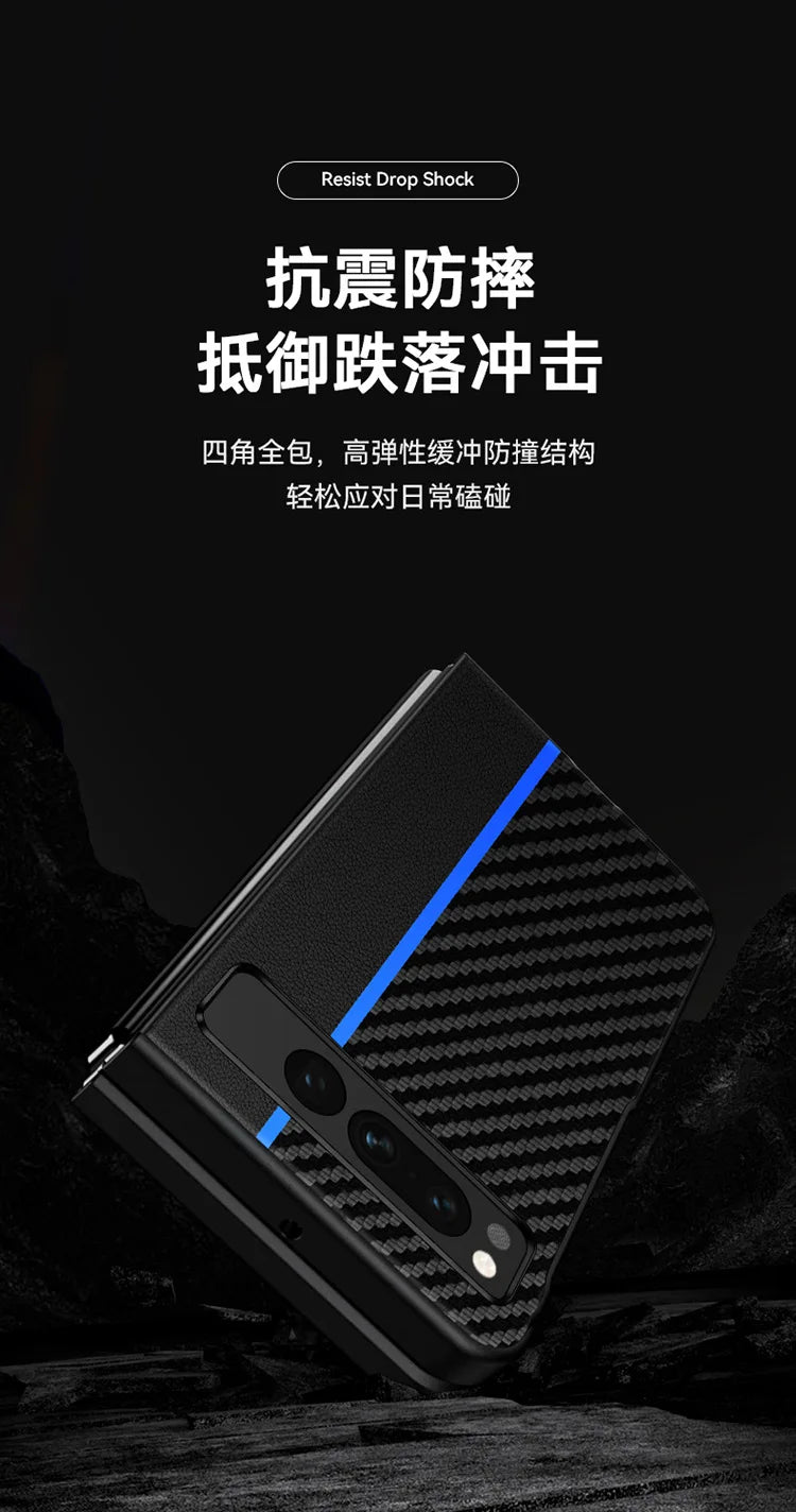 Kevlar Print Carbon Fiber Case For Google Pixel Fold Fashion Anti-drop Cover Anti-knock Cases For Google PixelFold