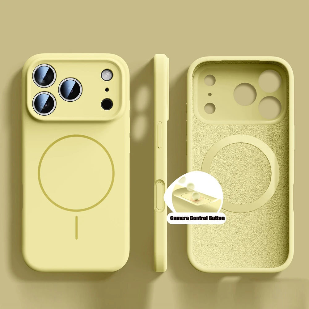 Orange Liquid Silicone for Magsafe Case for iPhone 17 Pro Max 17 Air Soft Magnetic Charing Cover for iPhone 13 14 15 16 Pro Max