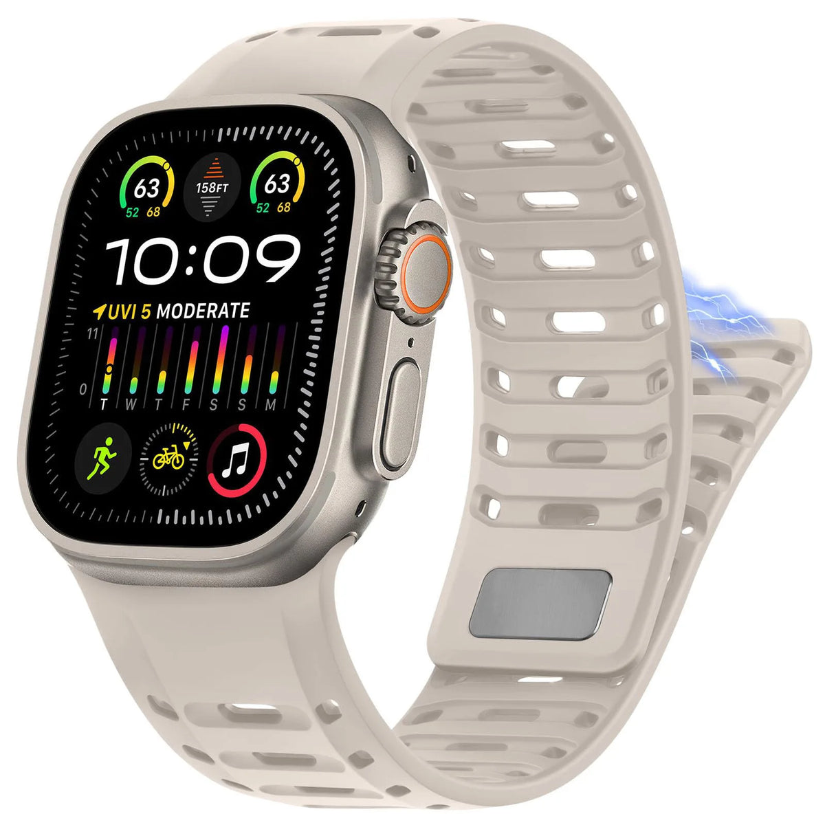 Magnetic Silicone Strap For Apple Watch Bands 45mm 44mm 42mm 46mm 49mm Bracelet correa IWatch Series 10 SE 9 8 7 6 Ultra 2 3 11