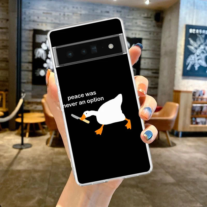 Phone Case Cover for Google Pixel 10 9 8 7 6 5 4 4XL Soft TPU 7A 6A 5A 4A 3A Pro XL 5G Transparent Shell Cute Goose Duck Game