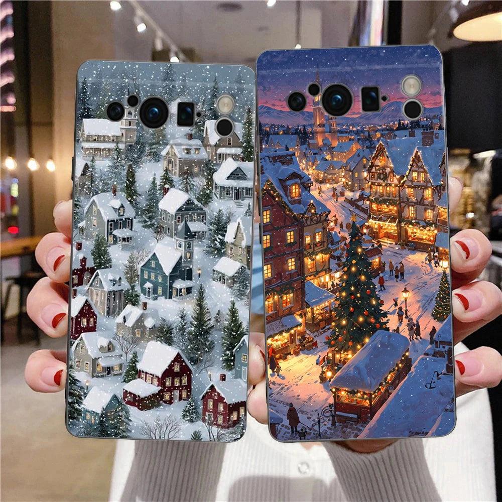 Cartoon Christmas Style Phone Case For Google Pixel 10A 10 9 8 7 6 Pro XL 9A 8A 6A 7A 5G Soft Shockproof TPU Black Cover