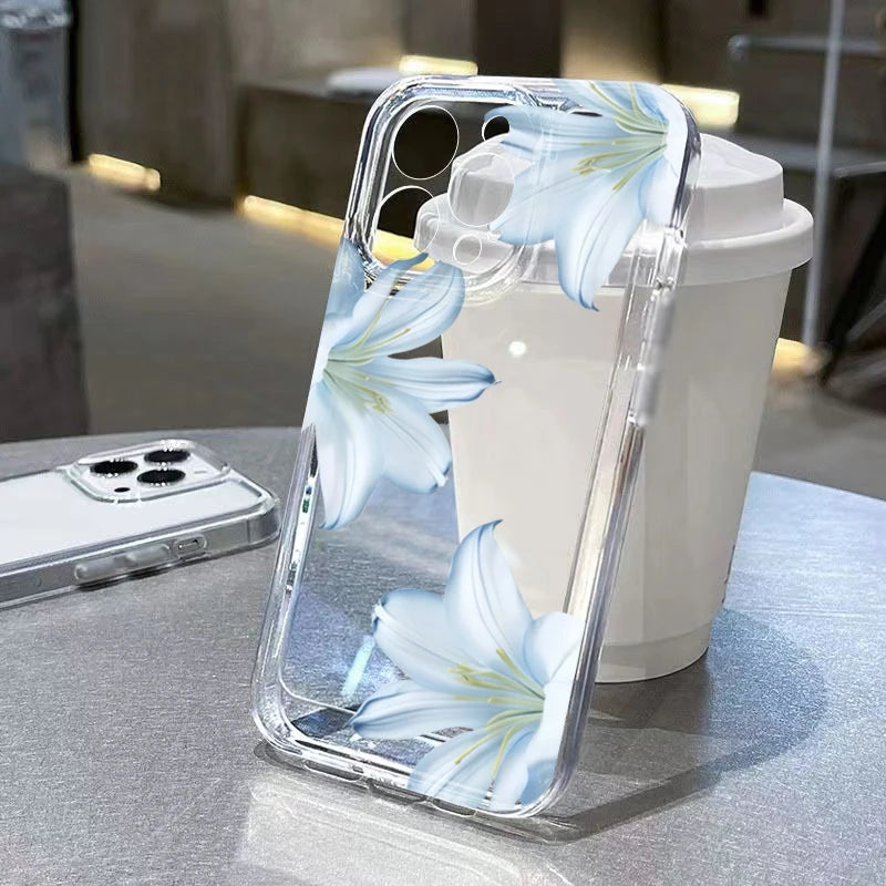 Phone Case for iPhone 11 12 13 14 15 16 17 Pro Max XS X XR 7 8 Plus 16E 17 Air Fashionable And Exquisite White Lily Flower Cover