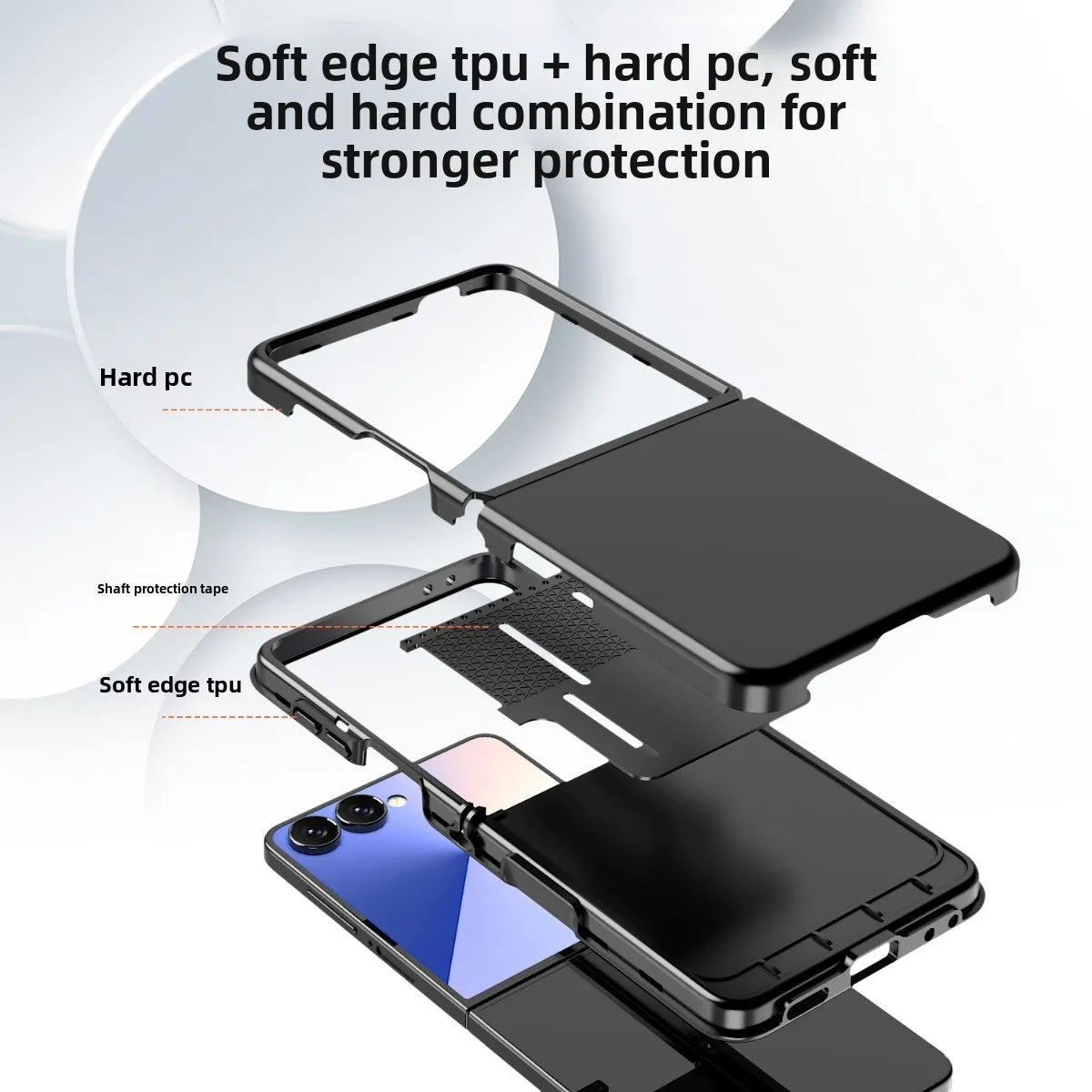 Case for Samsung Galaxy Z Flip 8 7 6 5 with Hinge Connection Luxury 2 IN 1 Hard PC+Soft TPU Shockproof Armor Phone Cover Funda