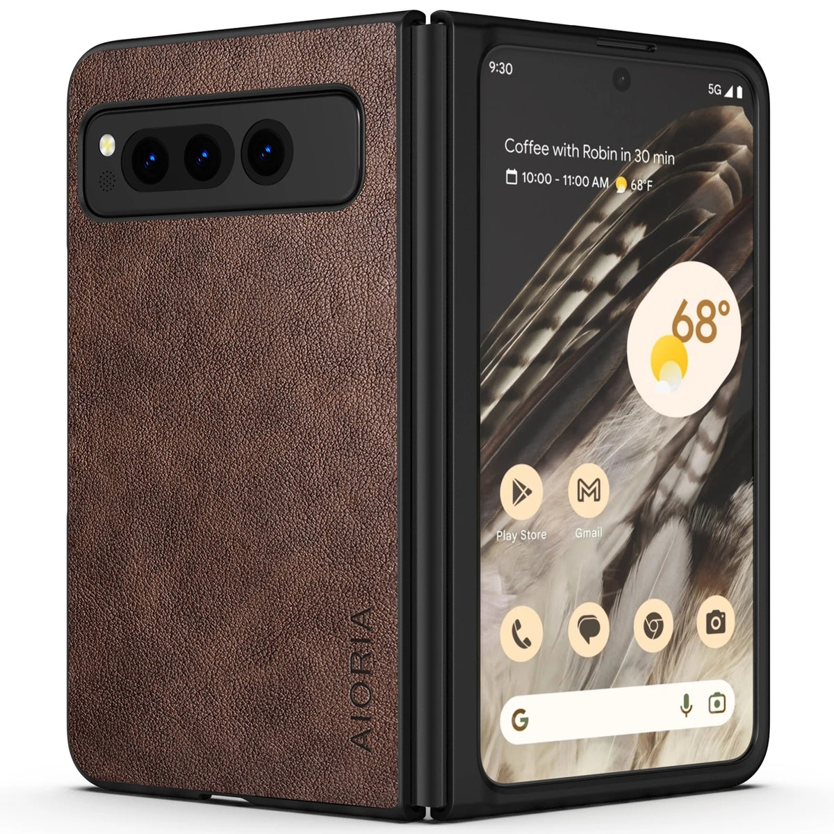 PU Leather Case for Google Pixel Fold 5G Simply Business Style Hard PC with PU 2in1 Material