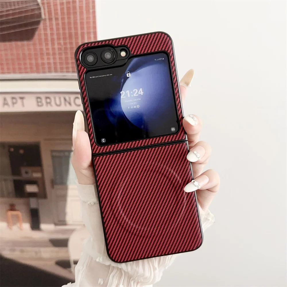 Carbon fiber Skin for Magsafe Case for Samsung Galaxy Z Flip 7 3 4 5 Flip6 Flip5 Flip 8 6 Magnetic Wireless Charging thin Cover