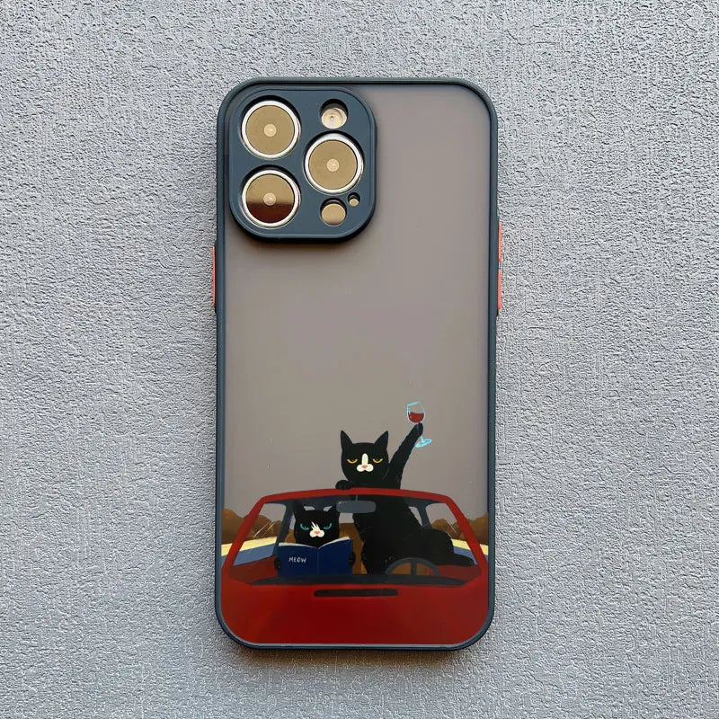 Funny Cat Daily Life Phone Case For iPhone 16 17 pro max Cases 11 12 14 Pro Max Mini 13 15 Plus XR Shockproof  Back Covers