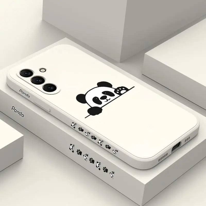 S24 Panda Cute Label New Silicone Phone Case For Samsung S24 S24Ultra S24Plus S23Plus S23 S21FE S22 S23FE S22Plus S21 S20 Cover