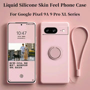 Liquid Silicone Skin Feel Magnetic Ring Stand Holder Case for Google Pixel 9A 9 Pro XL 8A 7A 6A 8 7 Pro 5G TPU Protection Cover