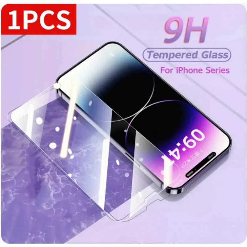 1Pcs iPhone 15 14 13 12 11 16 17 Pro Max X XS Max XR 8 7 Plus 16e 17Air 14 15 16 Plus Tempered glass screen protector film
