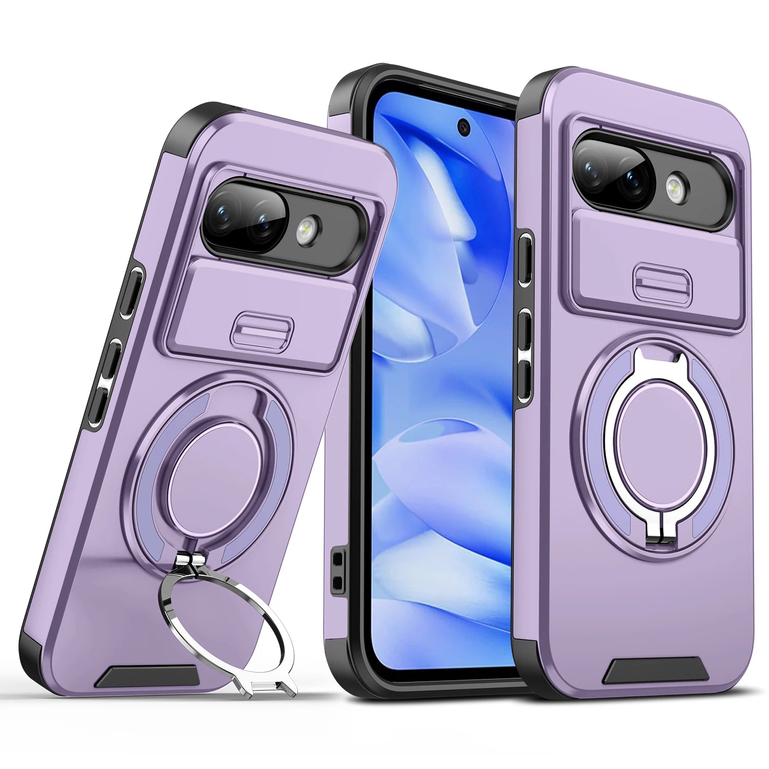 For Google Pixel 9a Case Google Pixel 9 Pro XL Cover Pixel 9 9Pro Magnetic Ring Armor Slide Camera Magsafe Wireless Charge Cover