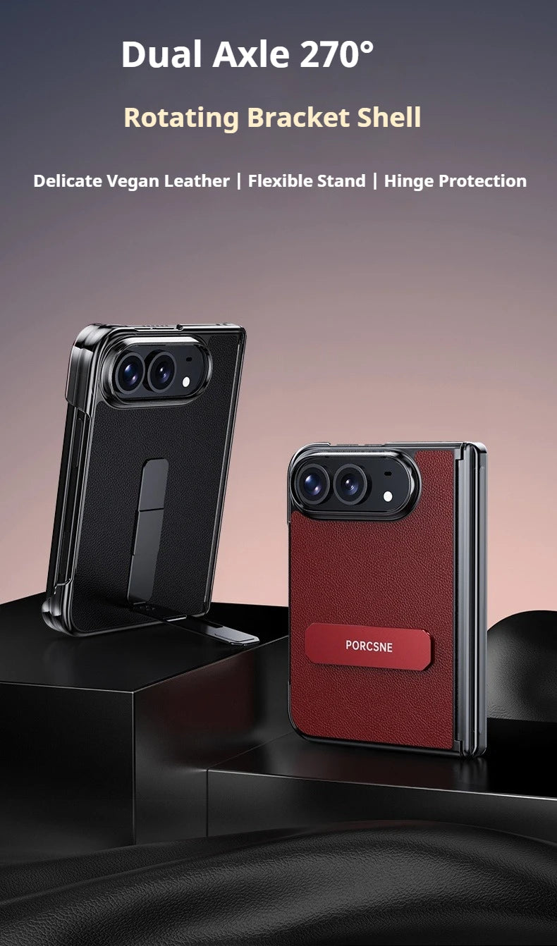 For iPhone Ultra Fold Case Luxury Matte Leather Ultra-Thin Skin-Friendly Folding Hinge Holder Shockproof Back Cover Accessories