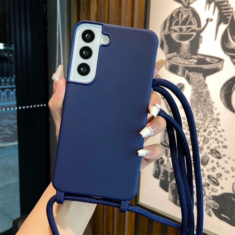 Crossbody Lanyard Strap Case For Samsung Galaxy S26 S25 Edge S24 S23 S22 S21 S20 FE Plus Note 10 20 Ultra A41 A21S 5G Soft Cover