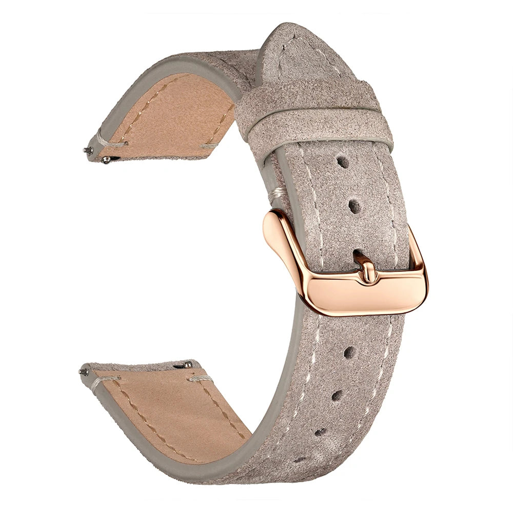 Suede Leather Watch Bands 18mm 20mm 22mm Matte Cowhide Straps For Huawei Watch GT3/GT3 Pro Bracelet Golden Brown Watch Wristband