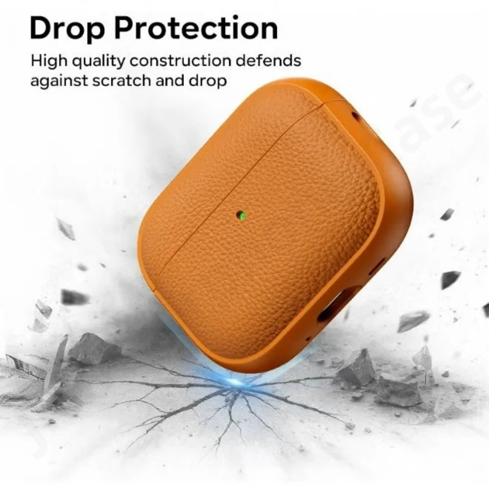 Earphone Case for AirPods 5/Pro 3/Pro 2/4 Leather-Like Design Protection Case with Keychain For AirPods 5/4/Pro 3 (2026 Release)