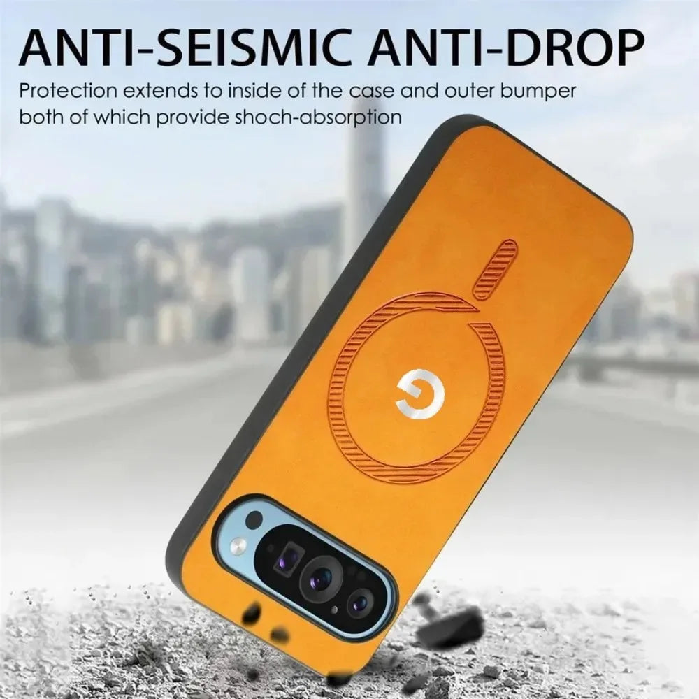 Fashion Skin-friendly Leather Slim Case For Google Pixel 10 9 Pro XL 8 7 9A 8A 7A Magnetic Charge Full-Pack Shockproof Cover