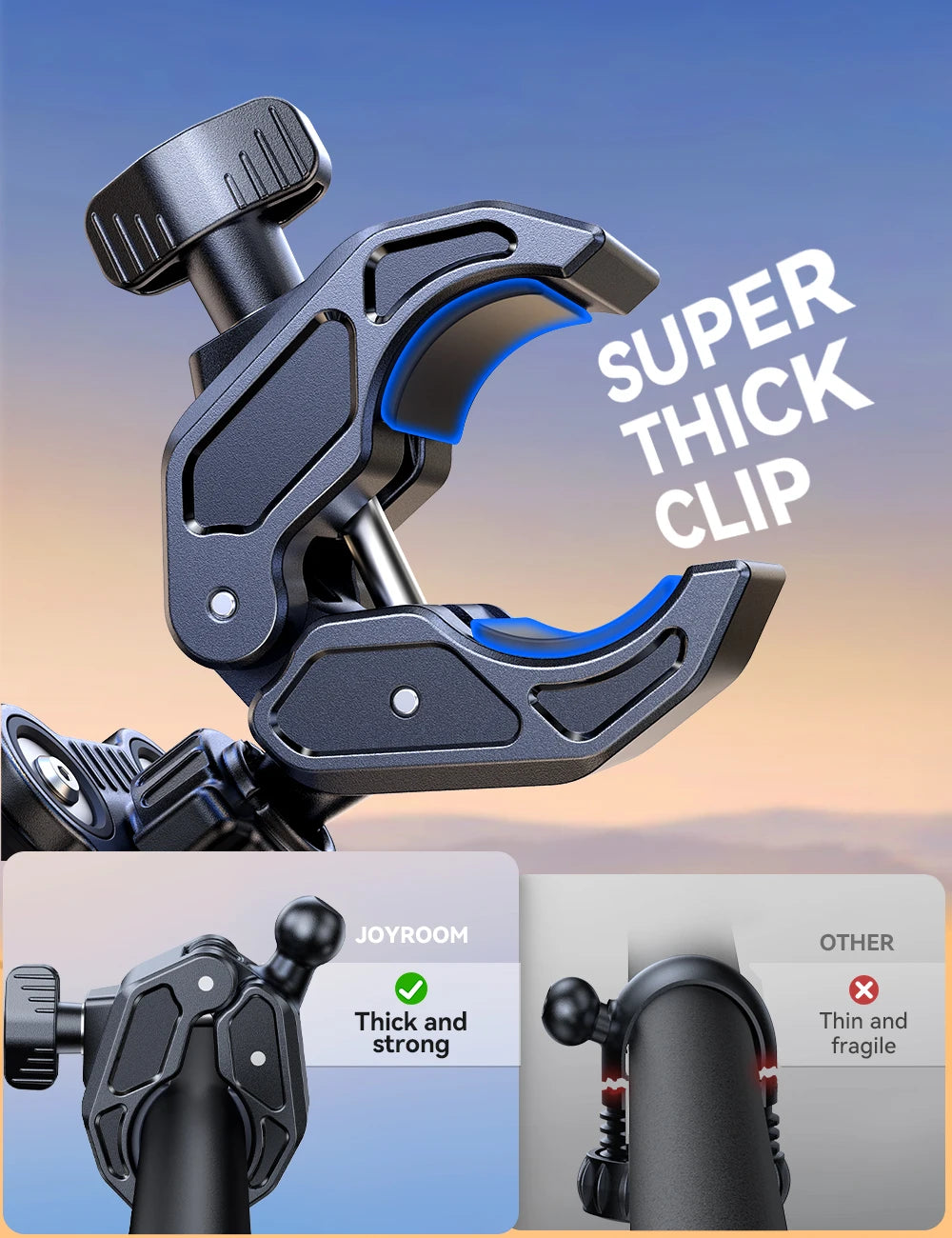 Motorcycle Phone Mount Holder Dual Vibration Dampener Universal Bike Bicycle Phone Mount for 4.7''-7'' Phones