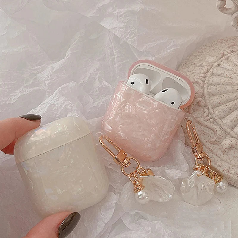 Pearl Earphone Protective Case For Apple AirPods 4 3 Pro 2 1 Case Silicone Headphone Cover With Keyring For Air Pods 3rd 4th Gen