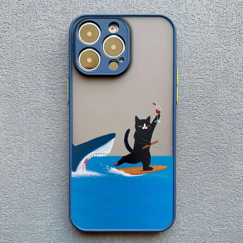Funny Cat Daily Life Phone Case For iPhone 16 17 pro max Cases 11 12 14 Pro Max Mini 13 15 Plus XR Shockproof  Back Covers