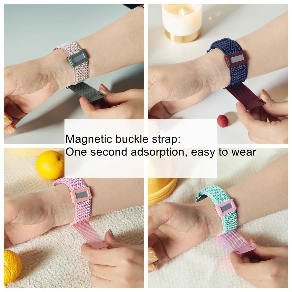 Kids Nylon Elastic Loop Watch Band Compatible with Apple Watch 38/40/41mm 42/44/45mm Magnetic Stretchy Wristband for Girls Boys