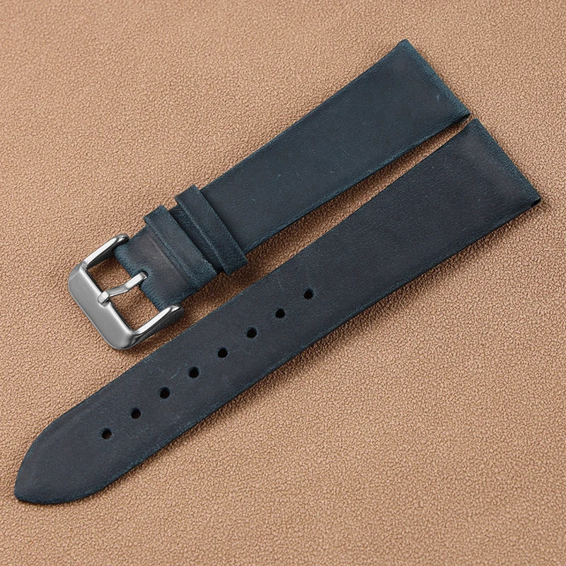 Vintage Handmade Genuine Leather Watchband 18 20 22MM Old Brown Black Soft Men's Watch Strap