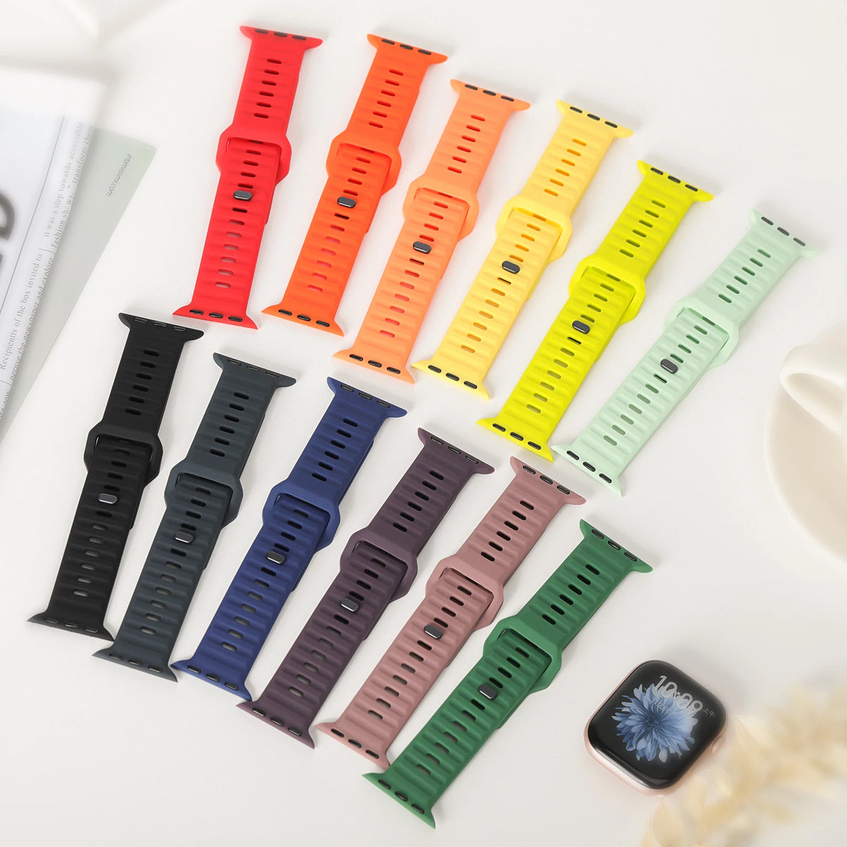 Silicone Strap For Apple Watch Bands 46mm 45mm 44mm 42mm 40mm 41mm 38mm Sport Correa Bracelet iWatch Series 12 11 10 9 SE 8 7 6
