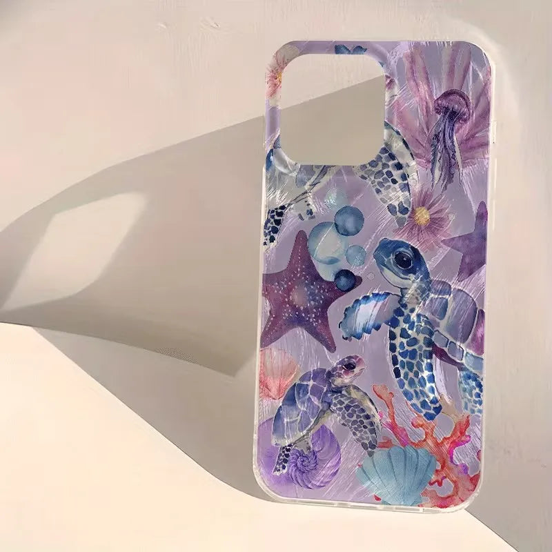 Glossy Colorful Shell Summer Ocean Pattern Phone Case For iPhone 17 Pro 16 15 14 Plus 13 12 11 Pro Max 16E 17Air XR XS Max Cover