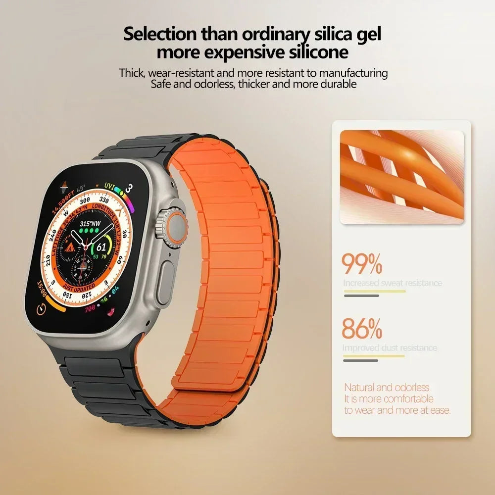 Hot Magnetic Loop For Apple Watch Bands 44 40 49 45 41 38mm Silicone Bracelet iWatch Series 11 10 9 8 7 6 5 4 3 Se Ultra 3/2 Str