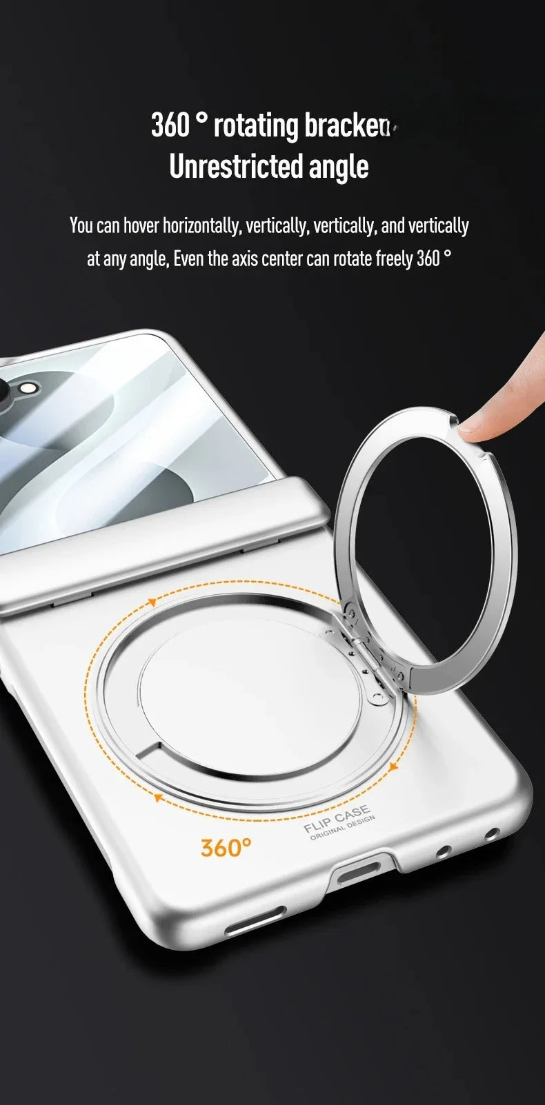 Magnetic Wireless Charging Matte Case For Samsung Galaxy Z Flip 8 7 With Rotating Bracket Hinge Tempered Film Shockproof Cover