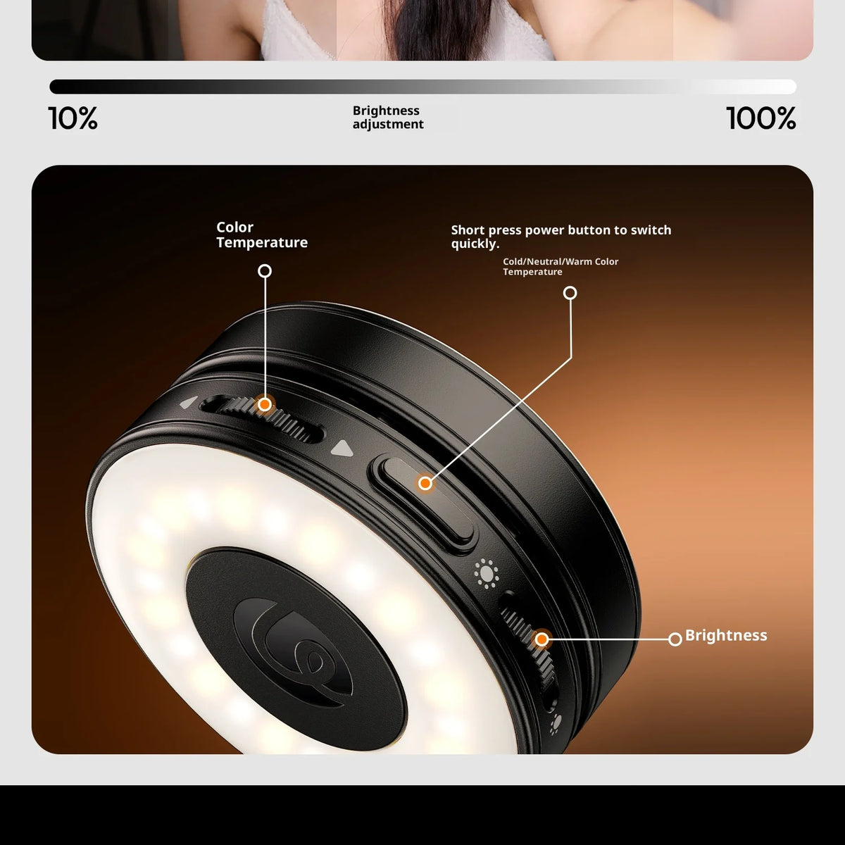 Original Ulanzi LM23 Light 3-Level Brightness Magnetic Soft LED Light Portable Pocket Vlogging Live Streaming Content Creation