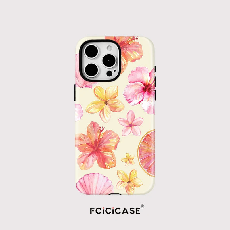 For Magsafe 2 in 1 Flower Pattern Case For iPhone 11 12 Pro 13 14 Plus 15 16 Pro Max Luxury Magnetic Shockproof Phone Cover