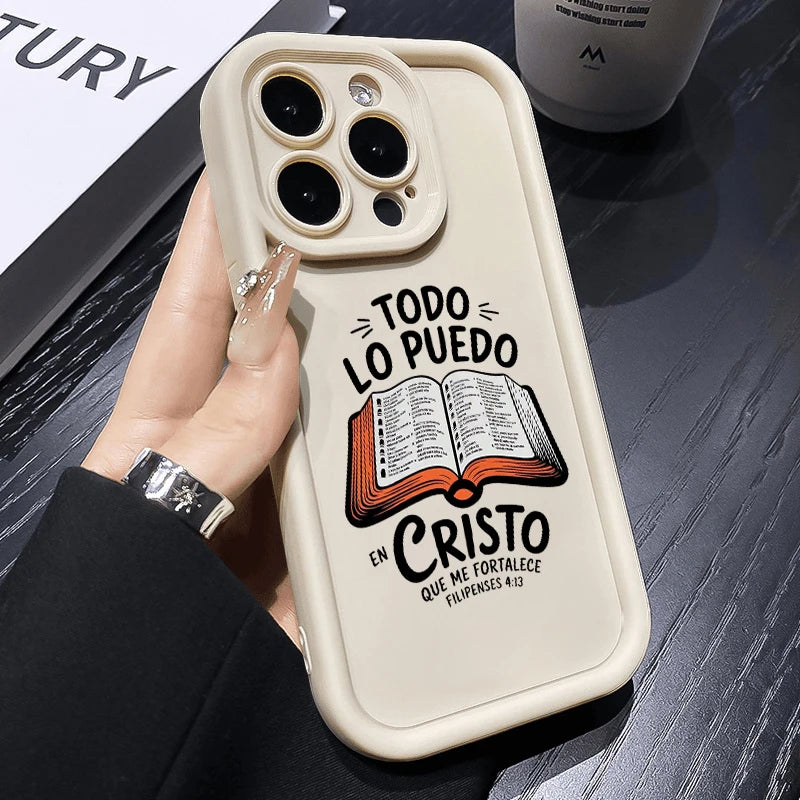 Christian Bible Book Pattern Silicone Phone Case For Samsung Galaxy S25 Ultra S24 FE S23 Plus S22 S21 S20 A15 A55 A54 A35 Cover