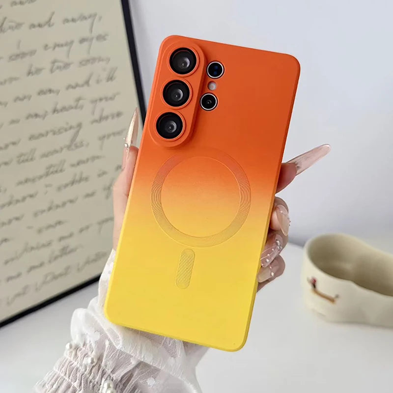 Gradient Wireless Charging Phone Case For Samsung Galaxy S26 Ultra S20 S21 S22 S23 S24 S25 Plus FE Lens All Inclusive Protective