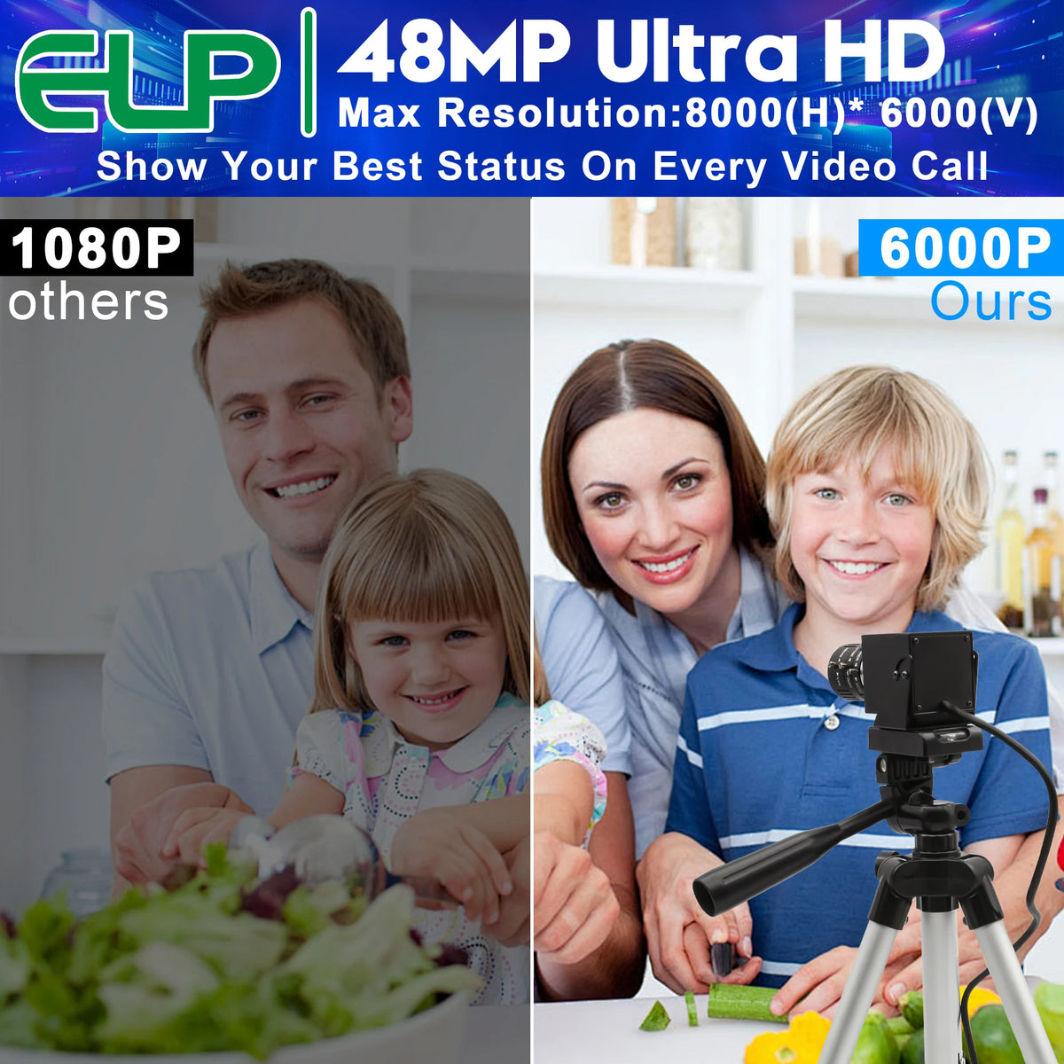 ELP 48MP USB Camera IMX586 8K CMOS UVC Mini USB Webcam Industrial Video Camera with 3.6-10mm Varifocal Zoom Lens